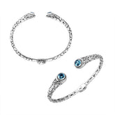 AB-9032-BT Sterling Silver Bracelet With Blue Topaz Q. Jewelry Bali Designs Inc